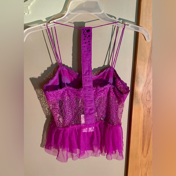 ⭐️Free People Rhinestone Whimsy Strappy Lace Camisole in Violet XS⭐️NWT RARE - Picture 2 of 10
